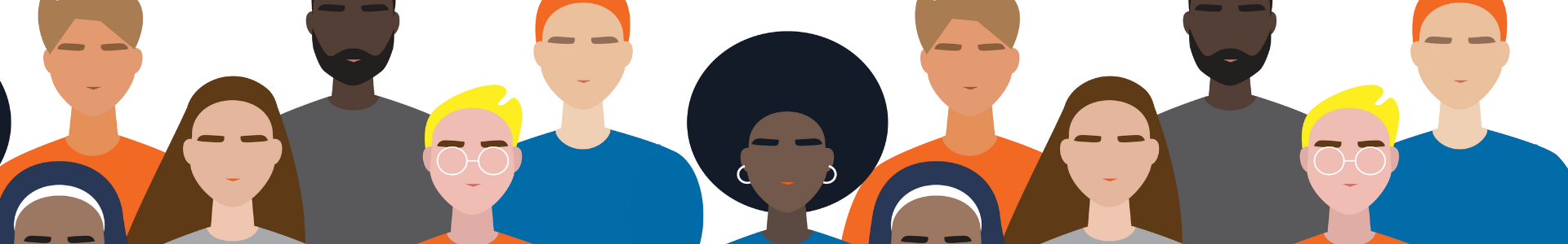 students in graphic shapes