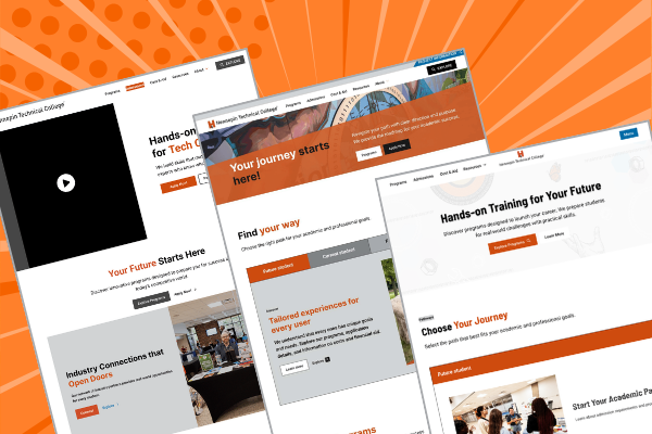 mockups of redesigned homepage